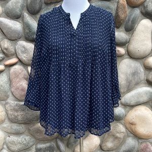 Charter Club Blue & White Blouse Size OX